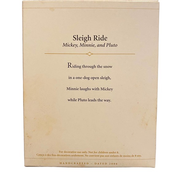 NIB Disney Hallmark Ornament Sleigh Ride Mickey Mouse Minnie Mouse Pluto - Picture 2 of 2